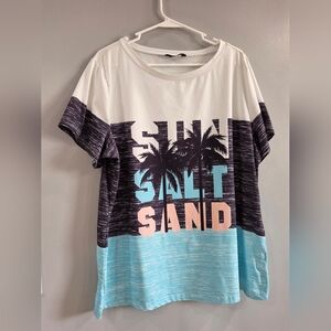 Chic Me Sun Salt SandT-Shirt - White, Black, Blue, 3XL